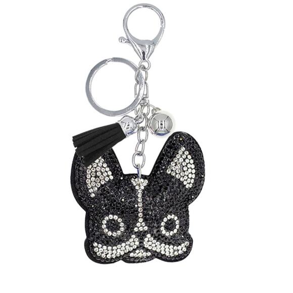 Boston Terrier BLING Key Chain & Bag Charm! NEW with tags*CUTE Rhinestone Dog - Picture 1 of 1